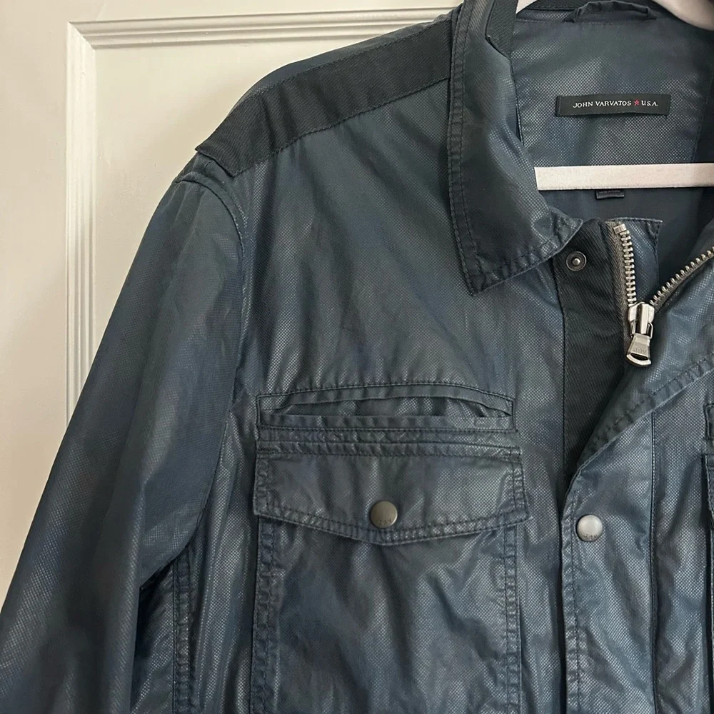 John Varvatos Waxed Navy Cotton Jacket